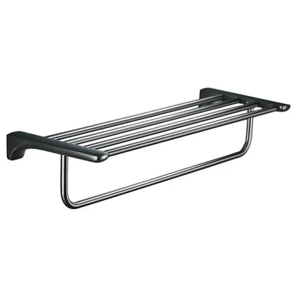 Modern grey bathroom accessories set with black matte stainless steel towel rack featuring four parallel bars for decorbites grey bathroom