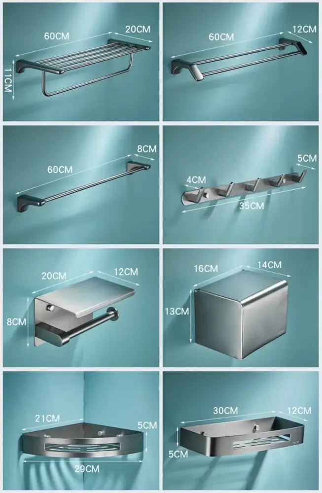 Stainless steel towel rack with sleek brushed finish in decorbites grey bathroom accessories set for modern bathroom decor