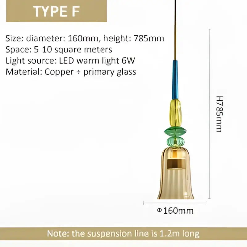 Modern hand blown glass bedside pendant light with copper bell shape and warm led lighting for decorbites glass bedside decor