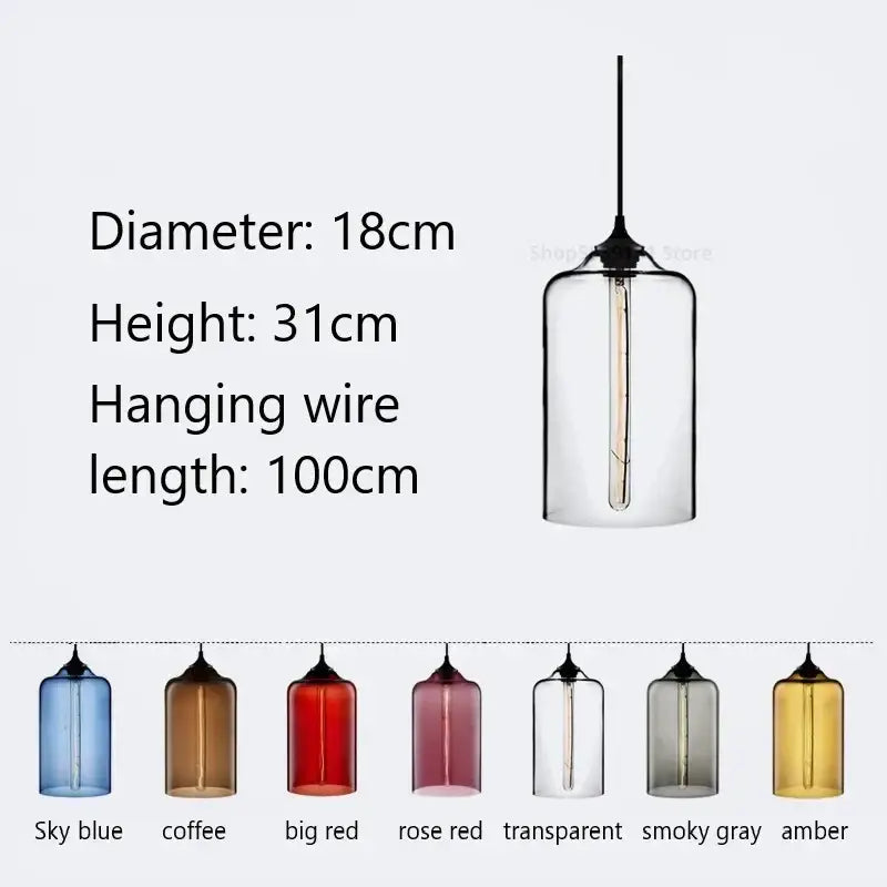 Clear glass pendant lights with visible filament bulb and black metal hardware for modern decorbites colorful stained glass decor