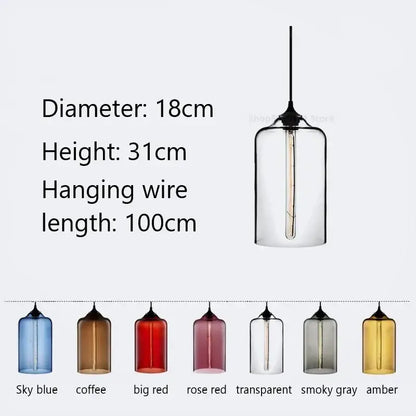 Clear glass pendant lights with visible filament bulb and black metal hardware for modern decorbites colorful stained glass decor