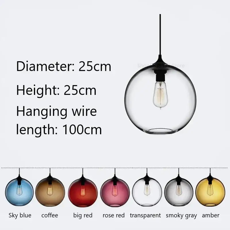 Clear glass globe pendant light with visible filament bulb in modern hand blown colorful stained glass pendant lights decorbites colorful stained design