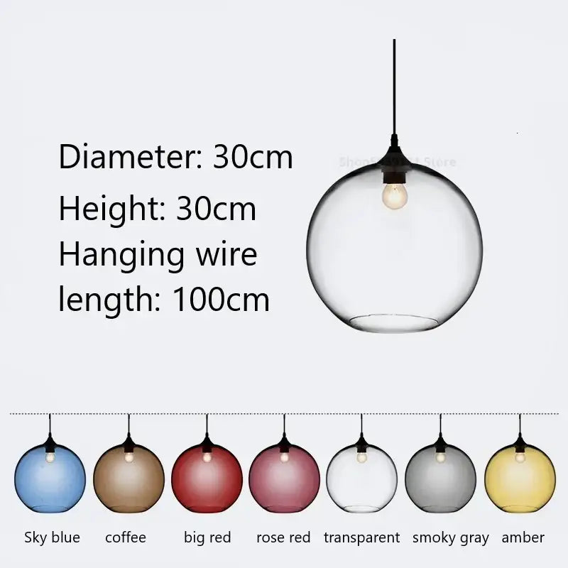 Clear glass globe pendant lights with black wire and exposed bulb for modern colorful stained glass kitchen decorbites
