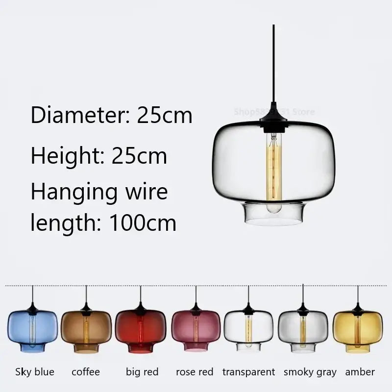 Clear glass pendant lights with black metal top and exposed edison bulb for modern decorbites colorful stained glass decor