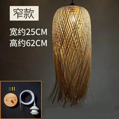 Modern handwoven decorbites bamboo pendant light with woven lattice design and natural golden brown finish for dining room decor
