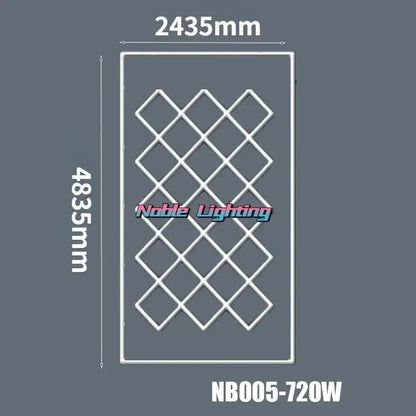 White diamond-patterned metal grid panel 2435mm by 4835mm model nb005-720w from noble lighting for decorbites hexagon honeycomb led