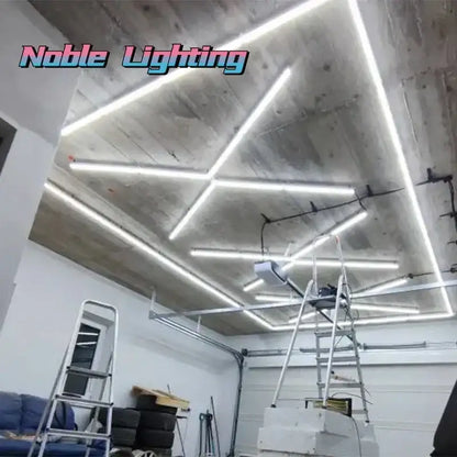 Modern hexagon honeycomb led garage ceiling light with white led light strips on exposed concrete by decorbites hexagon honeycomb