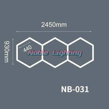 Noble lighting nb-031 decorbites hexagon led white and gray three-panel ceiling light for modern garage decor