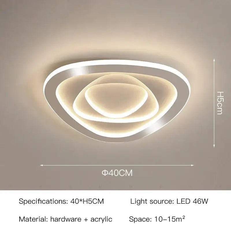 Modern hexagonal gold luxury led ceiling chandelier featuring concentric oval rings in white hardware and acrylic decorbites gold luxury