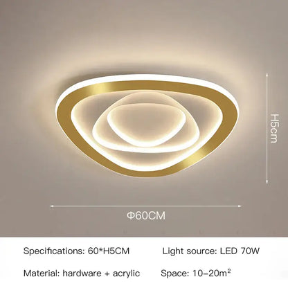 Modern hexagonal gold luxury led ceiling chandelier with concentric oval acrylic rings for luxury led ceiling decorbites gold luxury