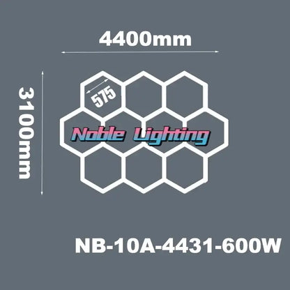 Modern white honeycomb hexagon led ceiling light with noble lighting logo model nb-10a-4431-600w decorbites hexagon led