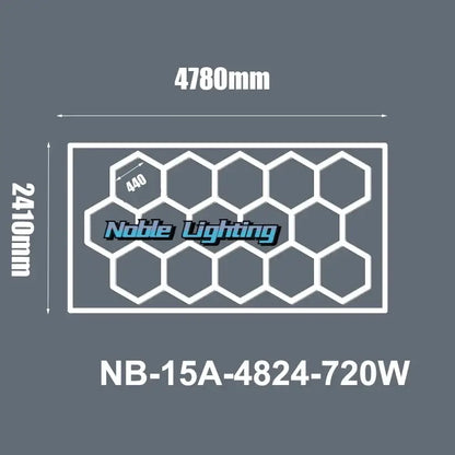 White hexagonal grid pattern noble lighting nb-15a-4824-720w modern honeycomb hexagon led ceiling fixture