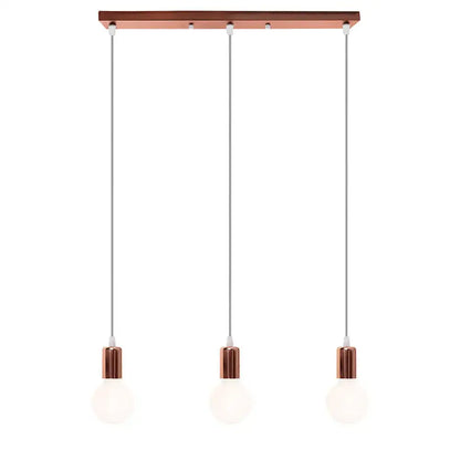 Copper-finished rectangular decorbites cage pendant light with three bulbs for modern industrial dining room decor
