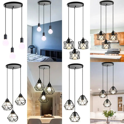 Modern industrial black cage pendant light with exposed bulbs and sleek metal frame for dining room decorbites cage pendant