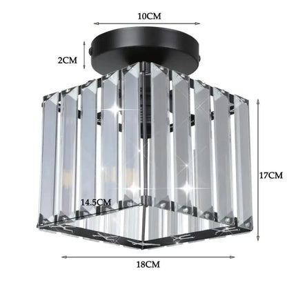 Modern industrial black crystal ceiling chandelier with clear crystal prism pendant and black metal mount for living room decorbites crystal ceiling