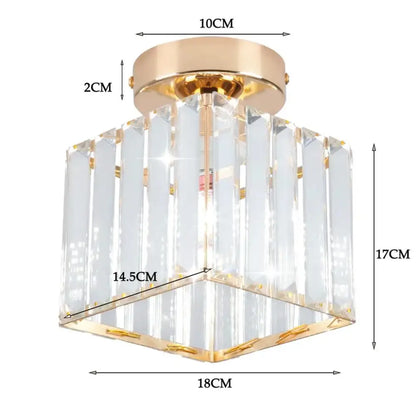 Modern industrial black crystal ceiling chandelier with gold-toned metal and clear crystal prisms by decorbites crystal ceiling