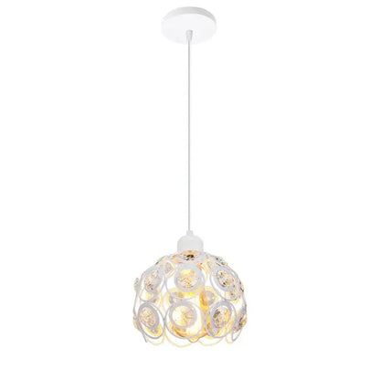 White pendant lamp with overlapping circular metal rings holding warm bulbs for kitchen island decorbites crystal k9 pendant