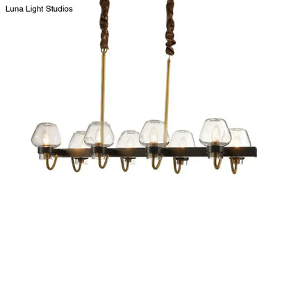 DecorBites modernist dome island chandelier with clear glass globes brass and black metal for 220v-240v led incandescent fluorescent bulbs