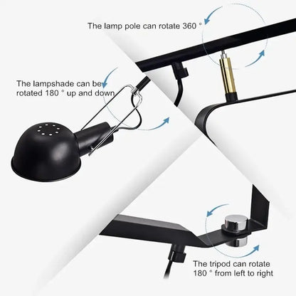 Black adjustable desk lamp with matte finish and gold hardware accents for modern industrial decorbites dimmable led wall lamp