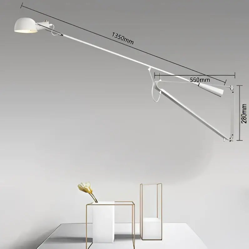 White sleek adjustable wall lamp with articulated arms modern industrial decorbites dimmable led bedroom light