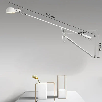 White sleek adjustable wall lamp with articulated arms modern industrial decorbites dimmable led bedroom light