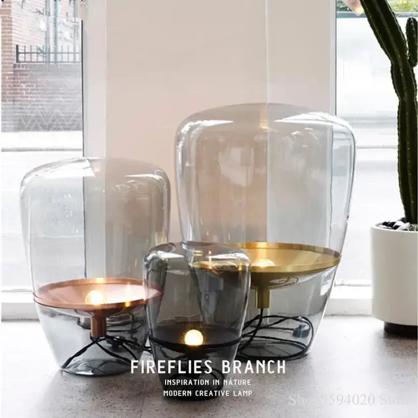 Modern industrial copper glass balloons floor lamp with gold-toned metal base and warm interior lighting for living room decorbites glass balloons floor