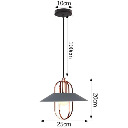 Modern industrial gray pendant light with copper-toned metal frame and matte gray shade for living room decorbites industrial gray