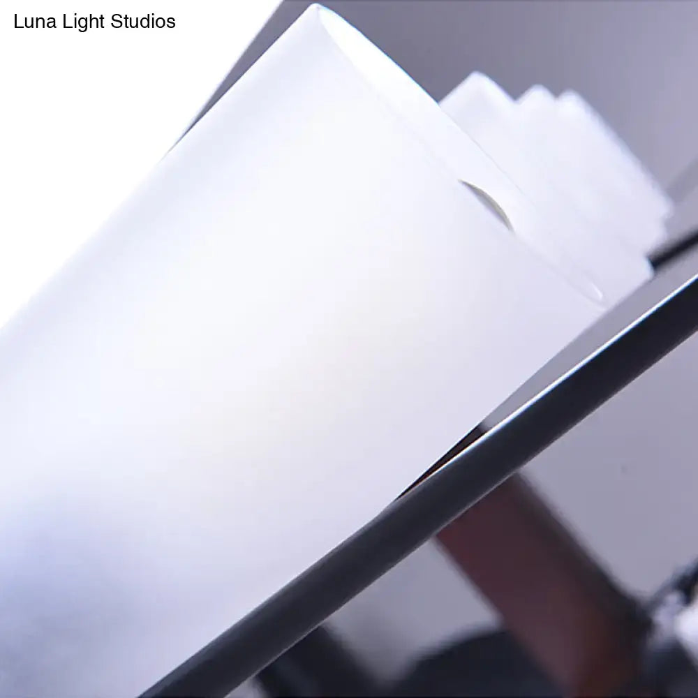 Decorbites industrial multi-light pendant with opal glass black cylinder and translucent frosted acrylic sheet edge