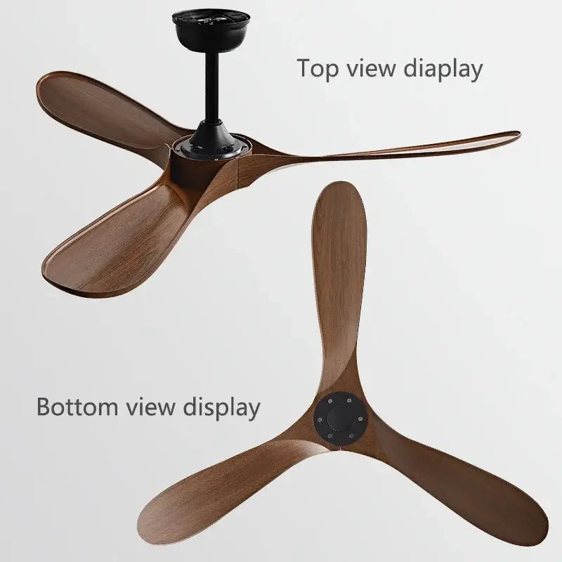 Modern industrial white and wood ceiling fan with three dark brown wooden blades and powerful motor power decorbites vintage