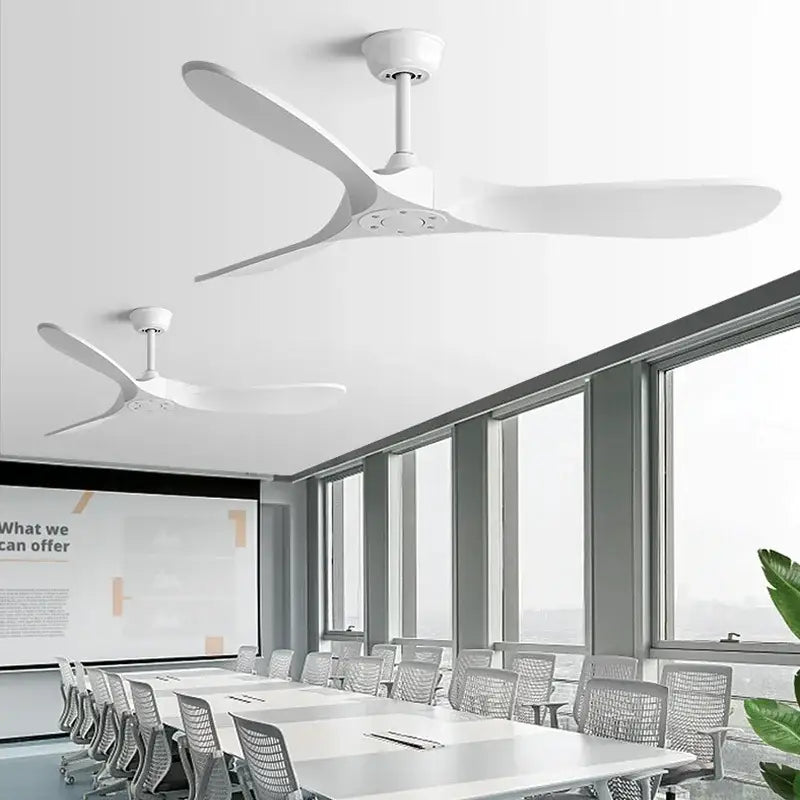 Modern industrial white and wood ceiling fan with sleek blades and motor power for decorbites industrial vintage decor