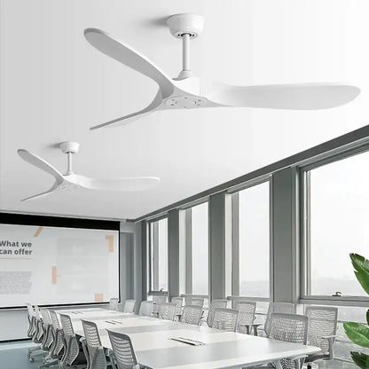 Modern industrial white and wood ceiling fan with sleek blades and motor power for decorbites industrial vintage decor