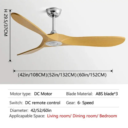 Modern industrial ceiling fan with three light wood abs blades and sleek silver motor housing for living room decorbites industrial vintage style