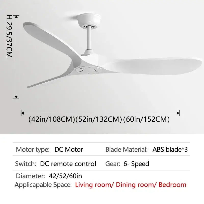 Modern industrial white ceiling fan with abs blades and motor power for living room decorbites industrial vintage style