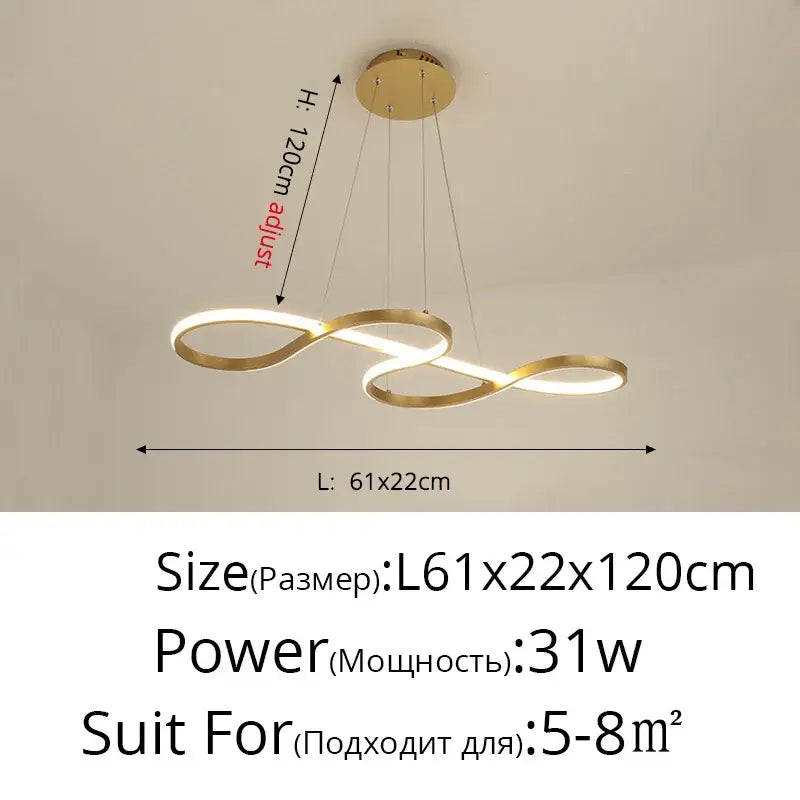 Modern infinity loop gold led pendant light with sleek design by decorbites ideal for dining room decor