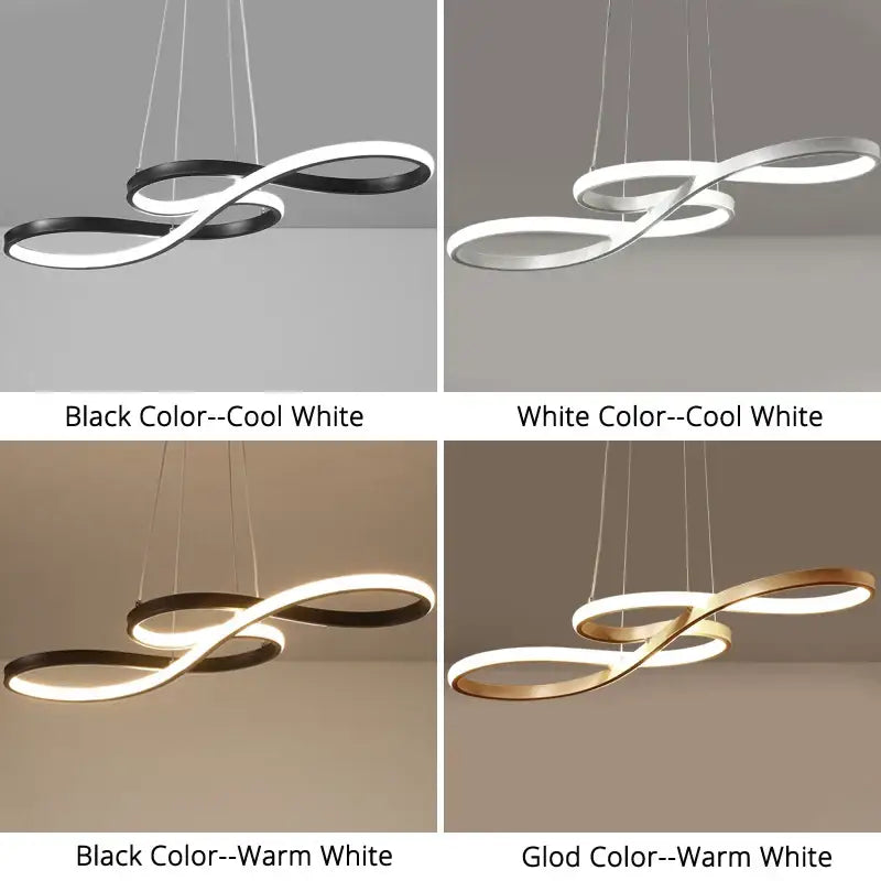 Modern infinity loop gold led pendant light with cool warm white options for dining room decorbites gold led pendant