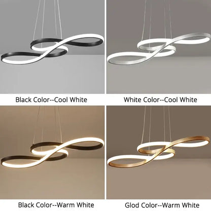 Modern infinity loop gold led pendant light with cool warm white options for dining room decorbites gold led pendant