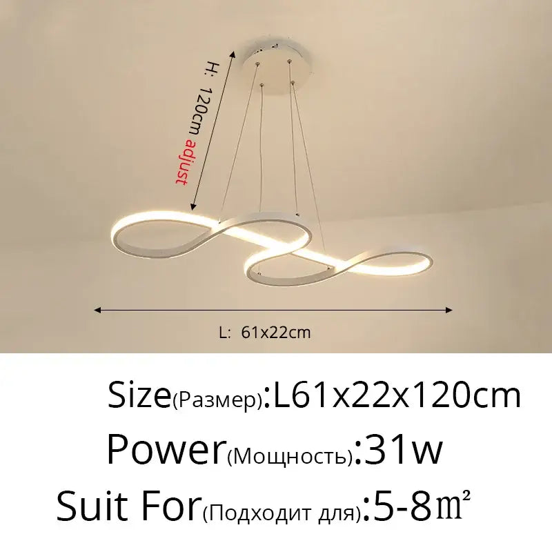 Modern infinity loop gold led pendant light with sleek white frame and glowing bands ideal for dining room decorbites gold led