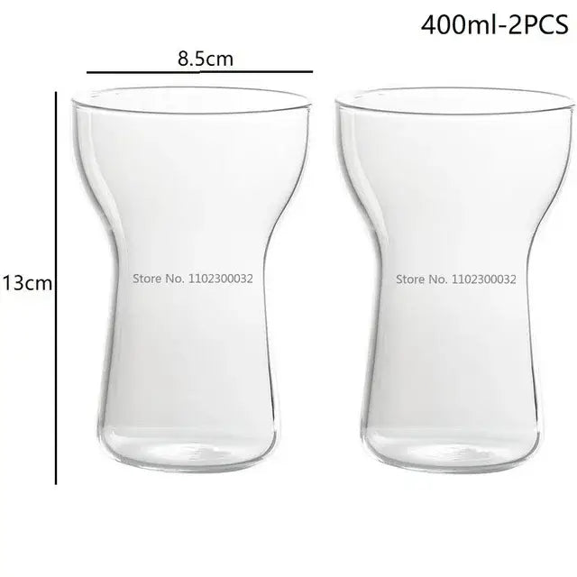 Modern insulated glass drink cup set featuring clear decorbites glass drink tumblers with 400ml capacity each