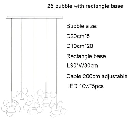 Modern pendant light with 25 iridescent colorful glass ball bulbs by decorbites for dining room decor