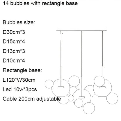Modern minimalist pendant light with colorful glass ball bubbles suspended by adjustable cables for dining room decorbites colorful glass