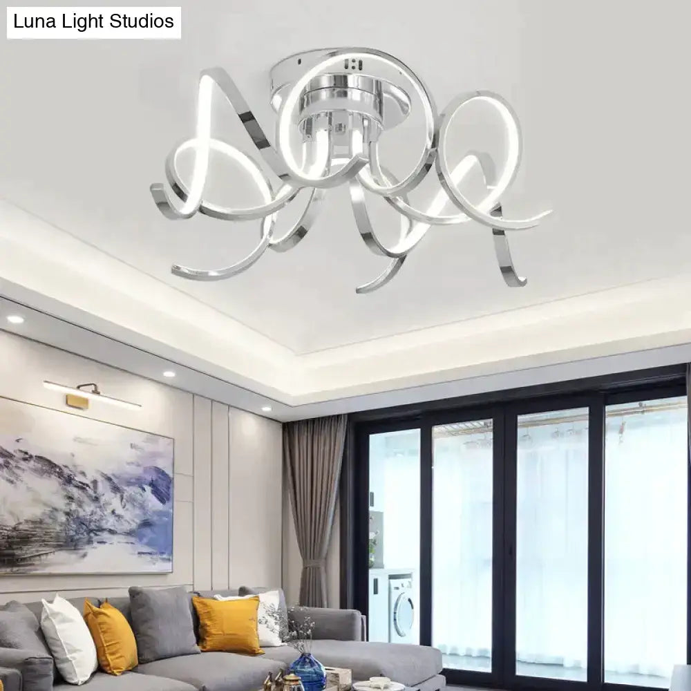 DecorBites™ led pendant lamp with chrome finish, modern iron crystal body material, and glowing led modern iron accents