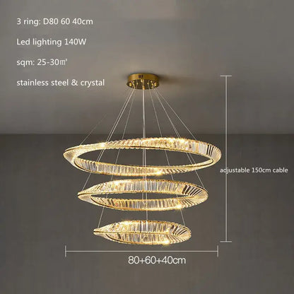 Modern irregular gold steel pendant light with three-tier spiral design and crystal accents for dining room decorbites irregular gold