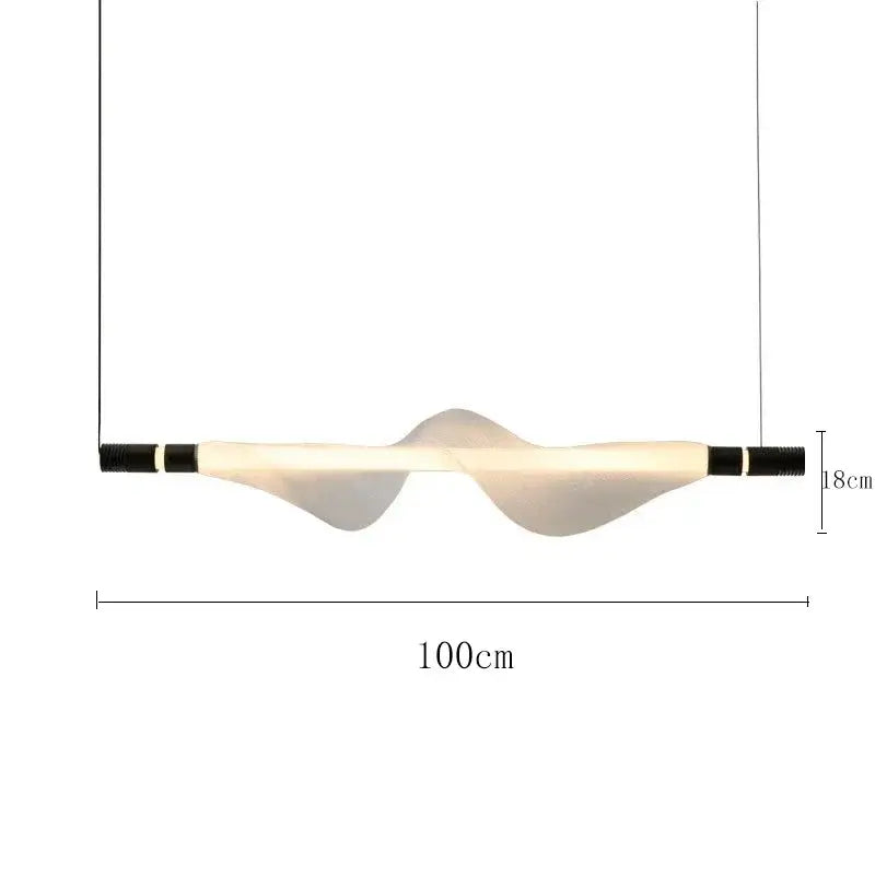Modern italian style pendant light with a sleek wave-shaped translucent diffuser and black textured end caps for kitchen decorbites italian style pendant