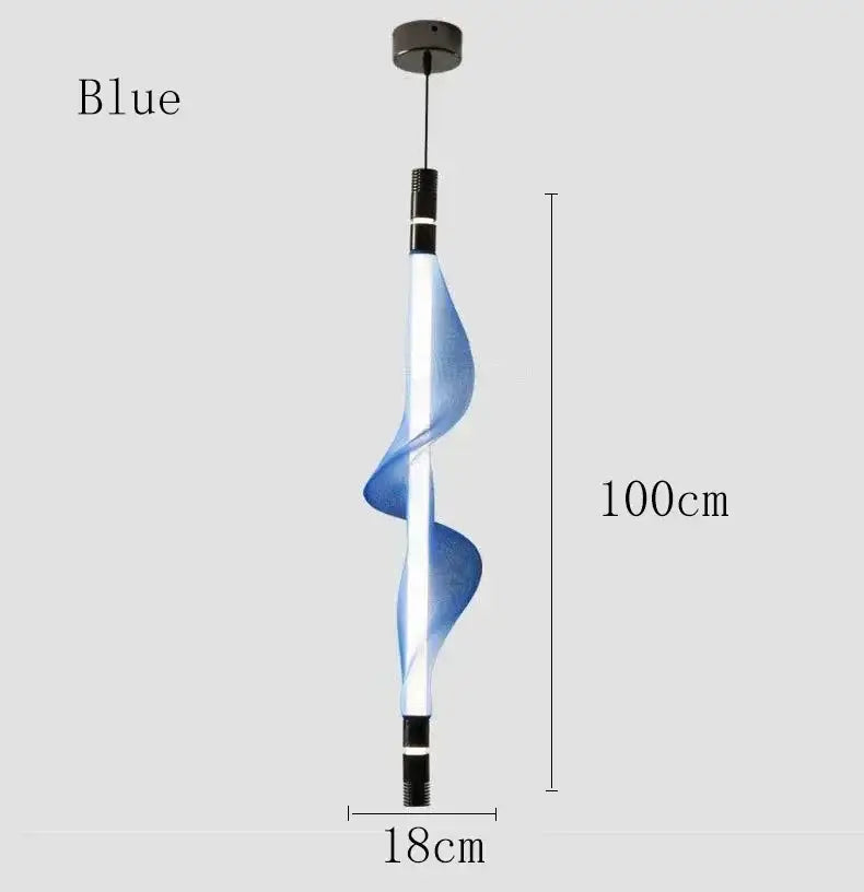 Modern italian style pendant light with blue led twisted design and black metallic accents for kitchen and dining room decorbites italian style pendant