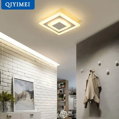 Modern layered geometric led ceiling light with square warm white illuminated frames and black trim for living room decorbites led ceiling
