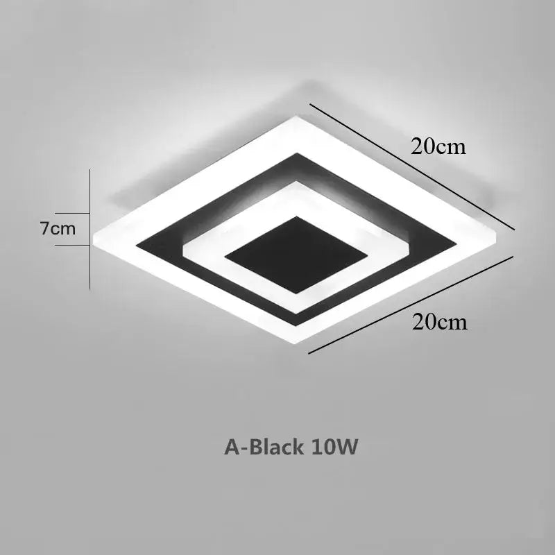 Modern diamond-shaped decorbites led ceiling light with black and white geometric rings, 20cm wide by 7cm deep