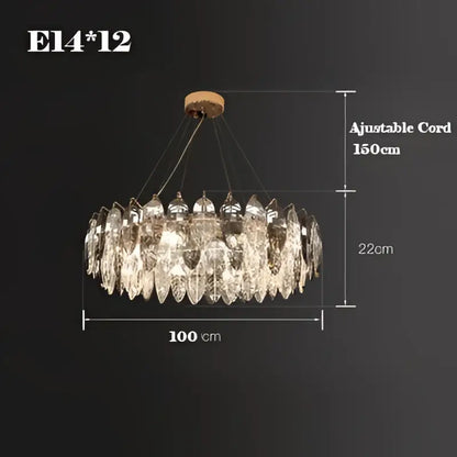Modern leaf gold silver crystal pendant light with 14 light fixtures and wooden ceiling mount for living room decorbites gold silver