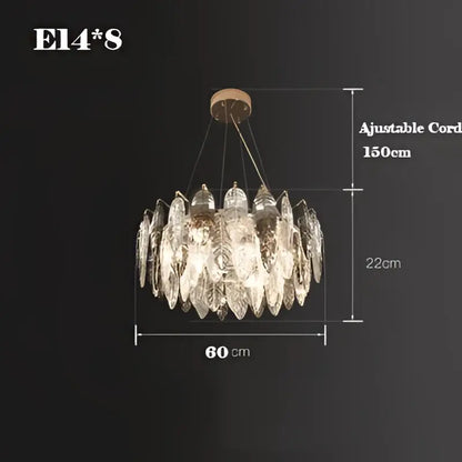 Modern leaf gold silver crystal pendant light with clear faceted glass leaves on adjustable cord for living room decorbites gold silver