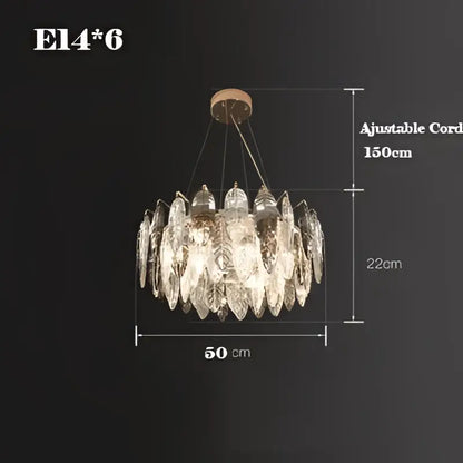 Modern leaf gold silver crystal pendant light with clear faceted glass leaves and adjustable cord suspension for living room decorbites gold silver