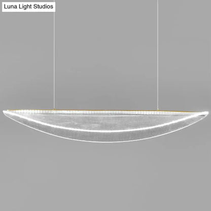 Modern leaf shaped acrylic led pendant light with sleek transparent body for dining room lighting